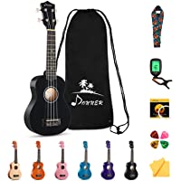Los mejores  - Donner Ukelele Soprano Ukulele 21 Pulgadas Serie Arcoiris con Bolso- Correa- Púas-Cuerdas Extra-Afinador- Paño de Pulido…